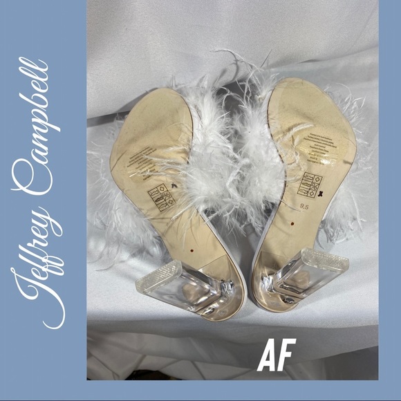 JEFFREY CAMPBELL DAISY BOA SANDALS WITE FEATHERS WORN ONCE - Picture 5 of 7